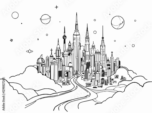 Abstract Space Cityscape Design for Colonization Ideas