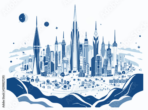 Abstract Space Cityscape Design for Colonization Ideas