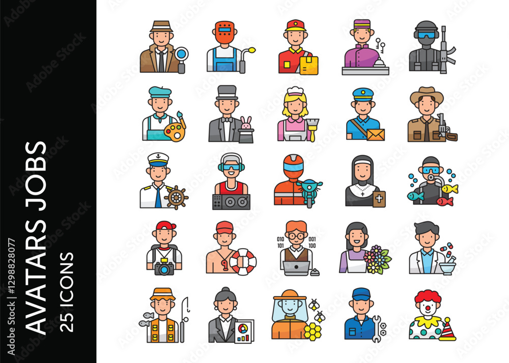 Fototapeta premium Avatar Jobs icon pack. Set icon design