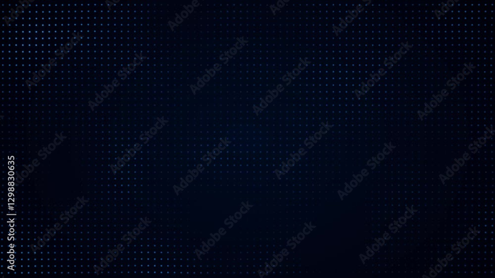 Matrix pattern grid of blue dots on dark background with elegant repeating minimalistic slow color and brightness animation.