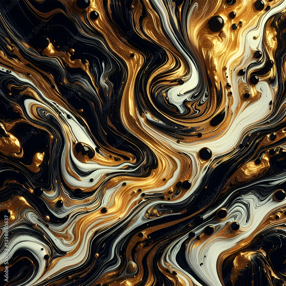 Fototapeta premium Luxurious Black and Gold Marble Swirl
