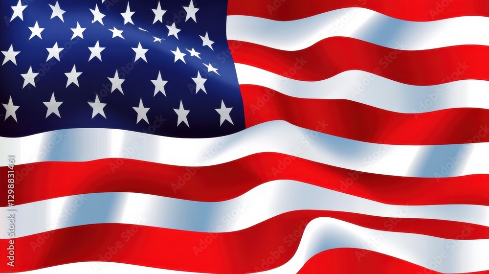 Obraz premium Closeup of American flag blowing in strong wind