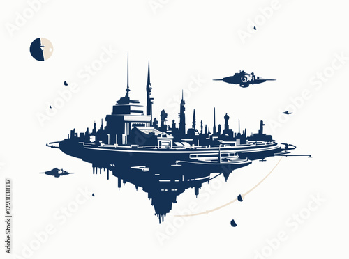 Sci-Fi Cityscape in Space for Interplanetary Settlements
