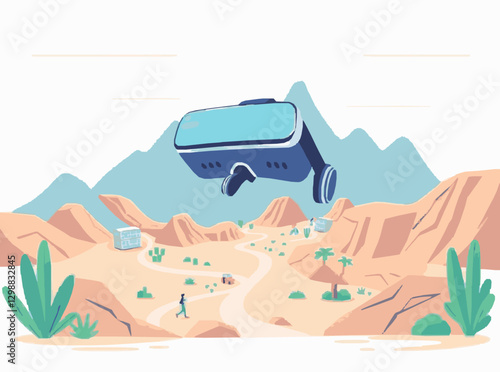 Immersive Virtual Reality Experience Vector Illustration