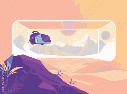 Immersive Virtual Reality Experience Vector Illustration