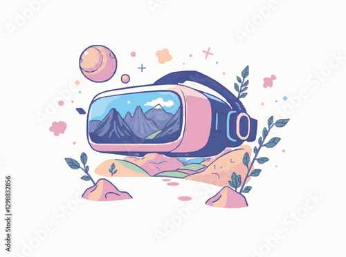 Immersive Virtual Reality Experience Vector Illustration