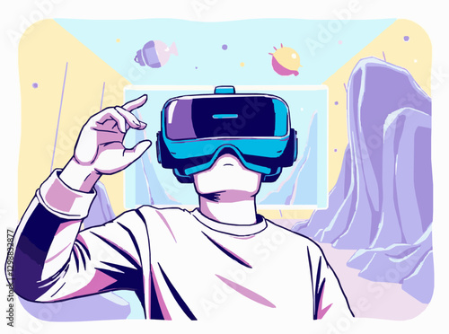 Immersive Virtual Reality Experience Vector Illustration
