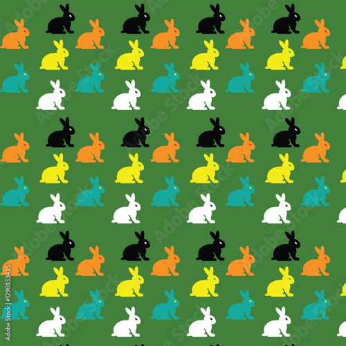 Rabbit pattern colorful design black and yellow or white 