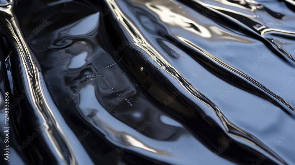 Shiny Black Surface with Reflections and Textured Waves Shiny Black Surface with Reflections and Textured Waves