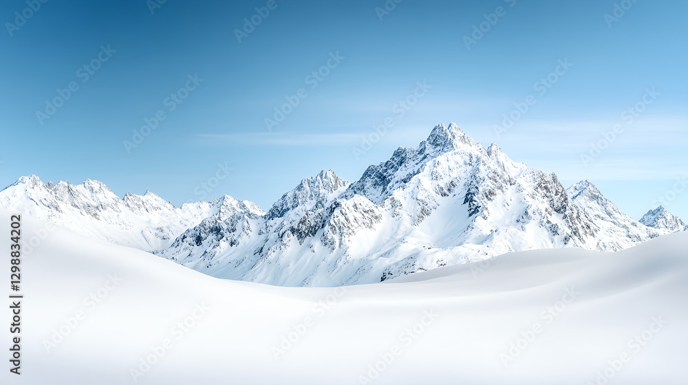 Obraz premium Majestic snow covered mountain range under clear blue sky