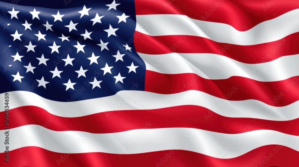 Closeup of American flag blowing in strong wind Closeup of American flag blowing in strong wind