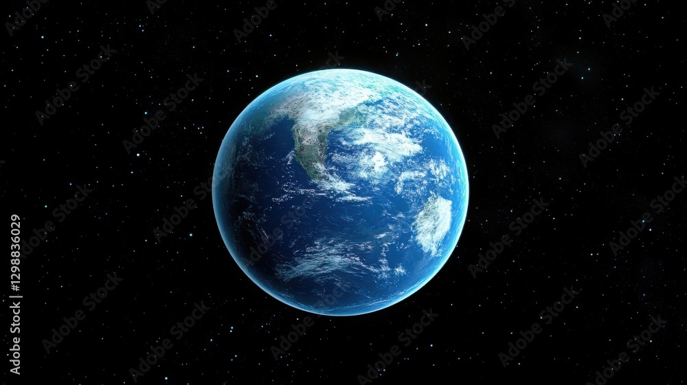 Obraz premium Glowing Earth with abstract network connections, symbolizing global connectivity and unity in a vast universe.