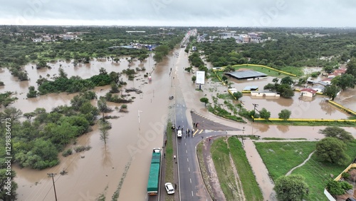 Flooding of the Segoditshane river in Gaborone, Botswana, Africa