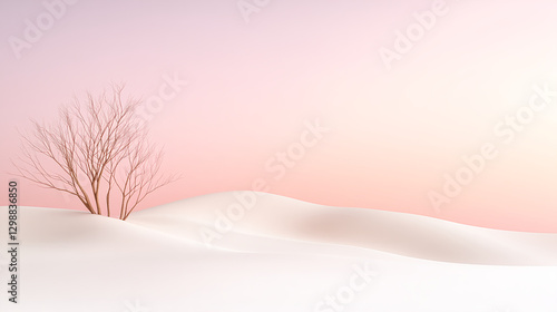 serene desert landscape with soft sand dunes and lone tree