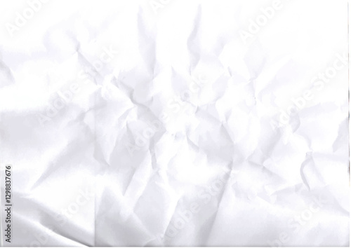 crumple paper, Scramble paper, scrambled paper. textured paper. white scramble page Simple and clean paper background. Texture overlay.  Vector. Graphic. 