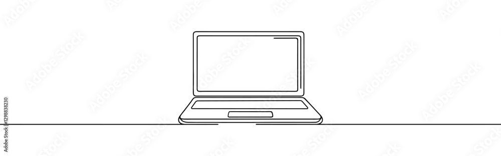 Laptop continuous one line drawing. Gadget sign in simple linear style. Vector illustration. Laptop continuous one line drawing. Gadget sign in simple linear style. Vector illustration.