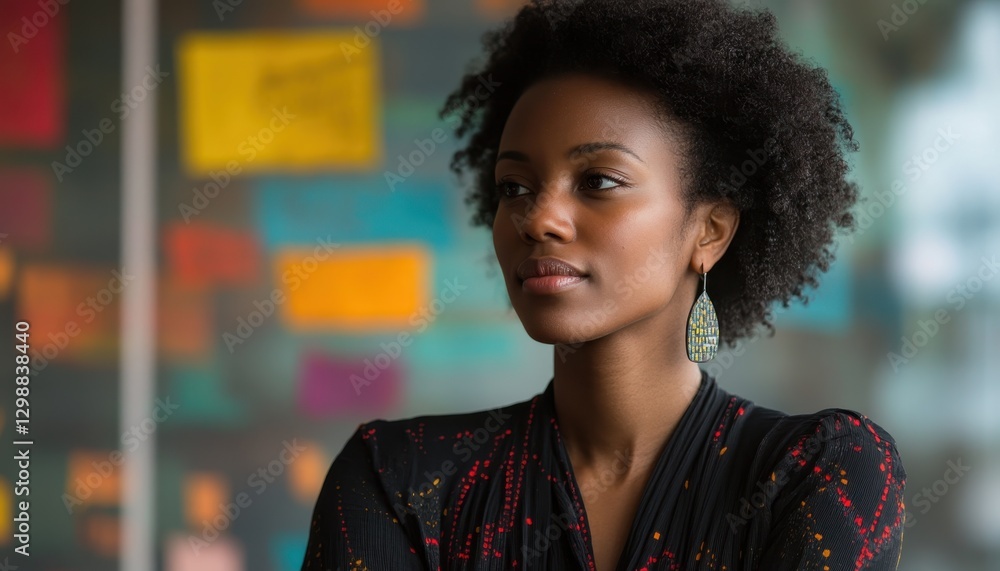 Fototapeta premium Confident Person Standing in Front of Colorful Graph, Showcasing Professionalism and Poise in a Modern Workspace Environment