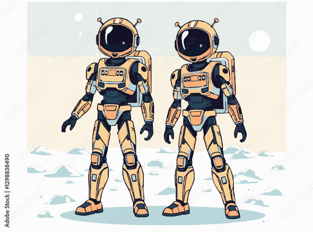 Robotic Assistants in Space Colonization Vector