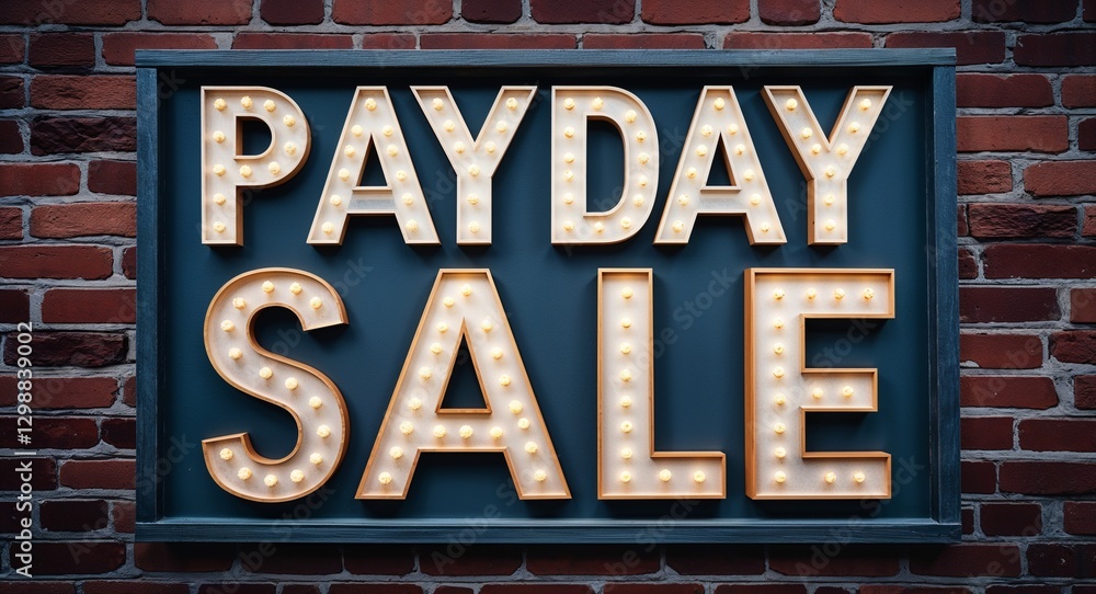 payday sale lettering on a signage in brick wall dark background payday sale lettering on a signage in brick wall dark background