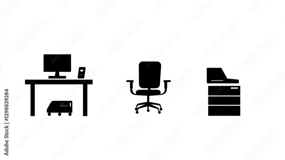 Office Furniture Icons Set Office Furniture Icons Set