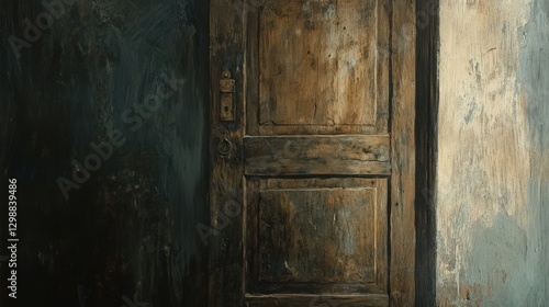 Wallpaper Mural Weathered Wooden Door in Aged Frame Setting Torontodigital.ca