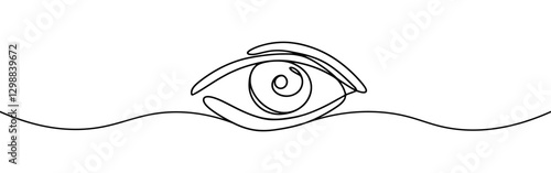 Eye continuous one line drawing. Human eye in simple linear style. Vector illustration.