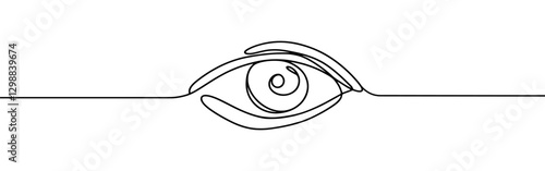 Eye continuous one line drawing. Human eye in simple linear style. Vector illustration.