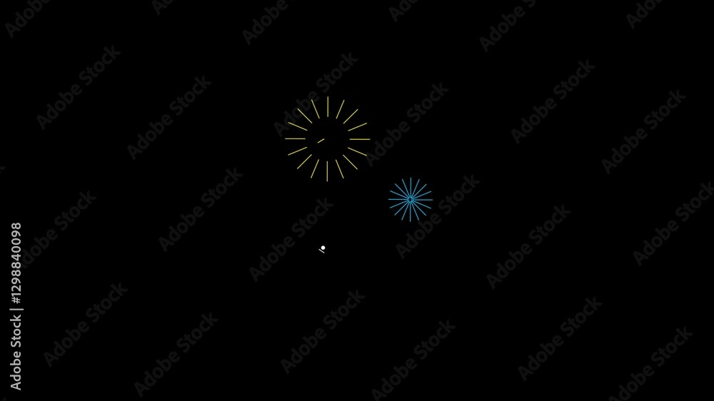 Modern Circle Fireworks Animation on Black Screen, Geometric Line Blast for Promotional and Event Videos Modern Circle Fireworks Animation on Black Screen, Geometric Line Blast for Promotional and Event Videos
