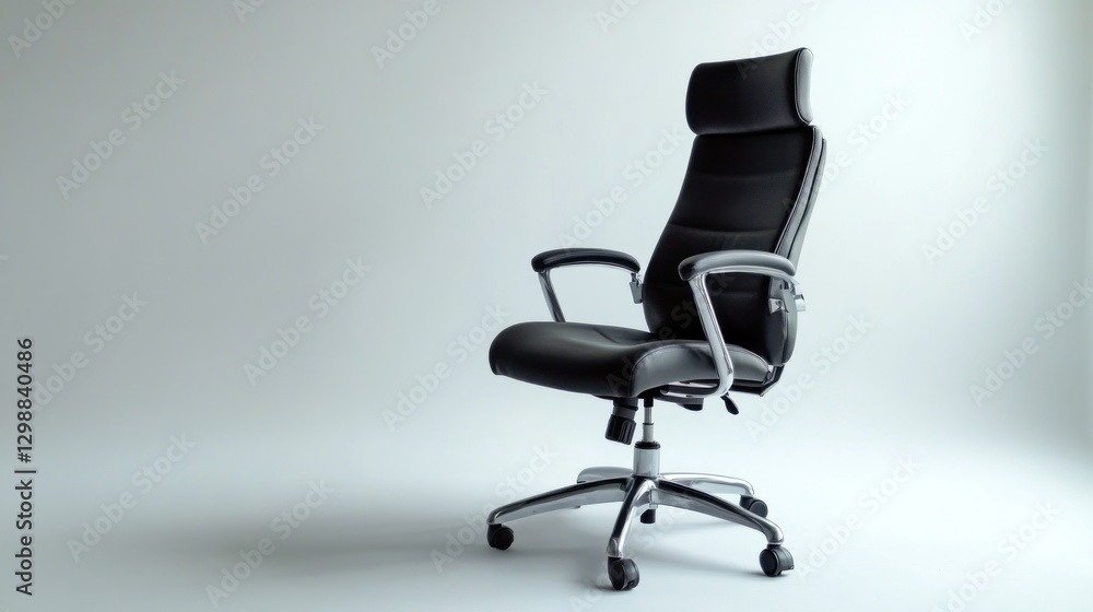 Fototapeta premium Modern Black Leather Office Chair in Studio