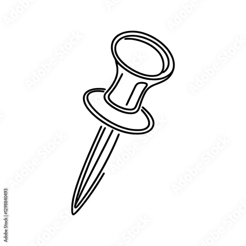 Push pin continuous one line drawing. Pushpin sign in simple linear style. Vector illustration.