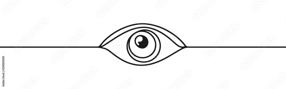 Eye continuous one line drawing. Human eye in simple linear style. Vector illustration.