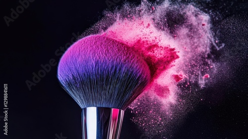 Colorful Explosion of Powder from Makeup Brush Ultr