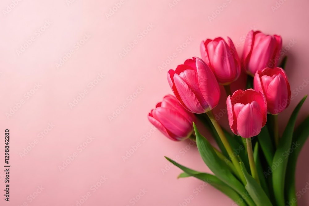 Obraz premium Pink tulip bouquet with subtle shadows and highlights, light, highlight, texture