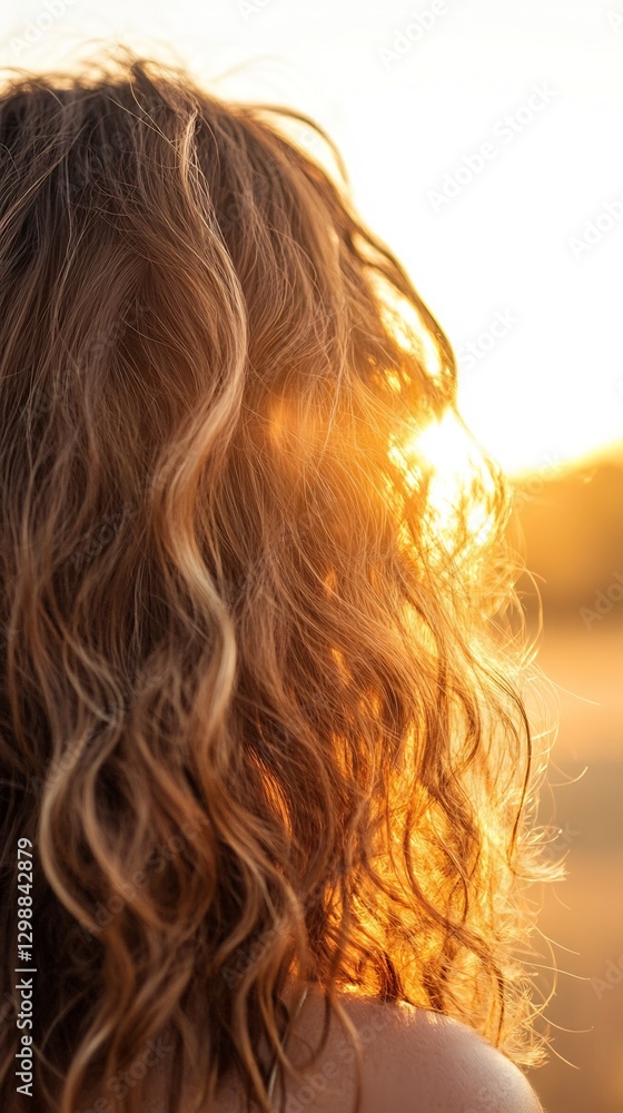 Naklejka premium woman soft curls golden light