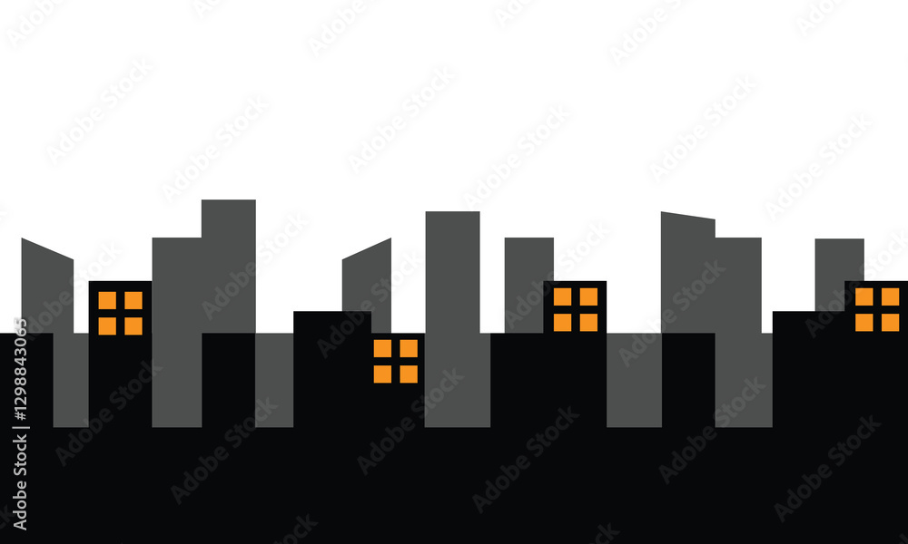 Naklejka premium City skyline silhouette design illustration suitable to your background, template, wallpaper, banner, city design, and more