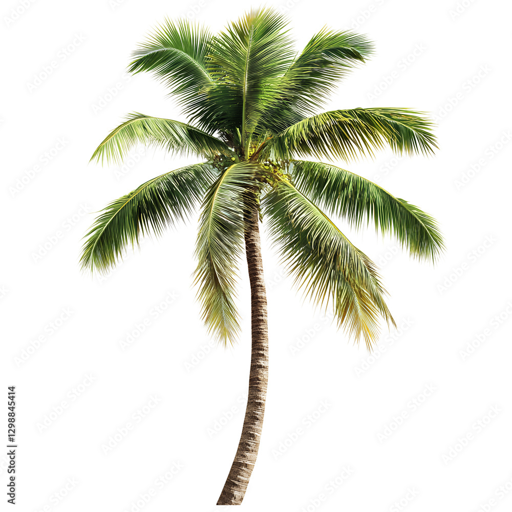Fototapeta premium Lush Coconut Palm Tree Against png isolated on transparent background