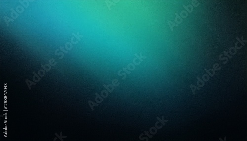 Teal blue green black color gradient background grainy texture effect dark technology abstract banner design, copy space
