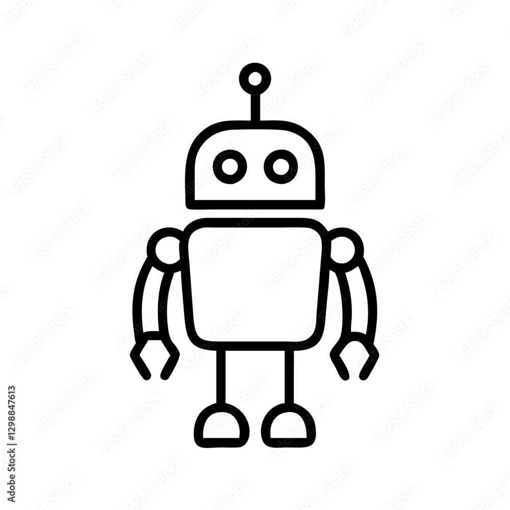 Robot icon in black outline styl