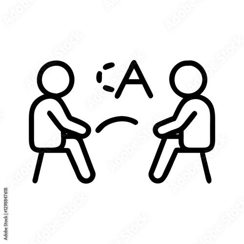 Practicing spelling game icon in black outline style