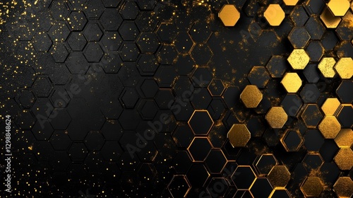 abstract gold and black hexagon pattern background
