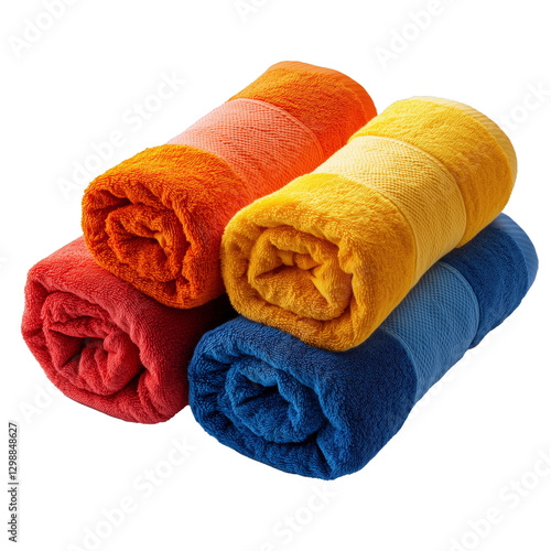 Colorful Rolled Towels Arranged Neatly on a Table With Warm Tones