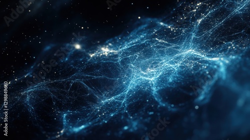 abstract blue digital network glowing particles futuristic techn