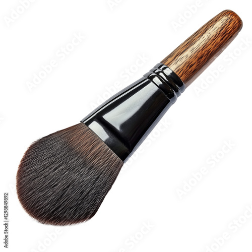 Makeup Brush With a Soft Bristle Head and a Wooden Handle for Smooth Application