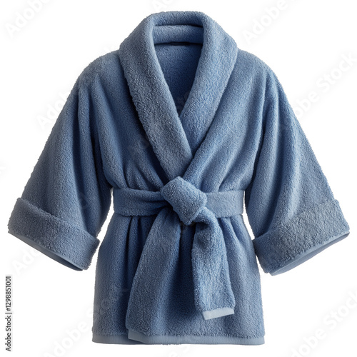 Soft Blue Bathrobe Hanging Gracefully in a Bright Room Reflecting Morning Light