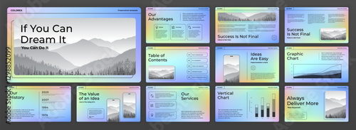 Creative presentation template set. Modern presentation background, brochure cover design, brand guidelines, proposal presentation, annual report, company profile, pitch deck.