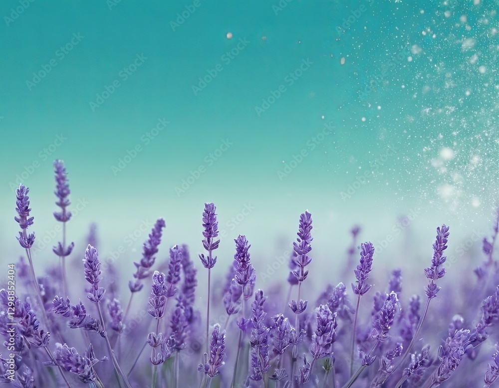 Naklejka premium Lavender flowers basking under soft light, creating a serene and calming atmosphere.
