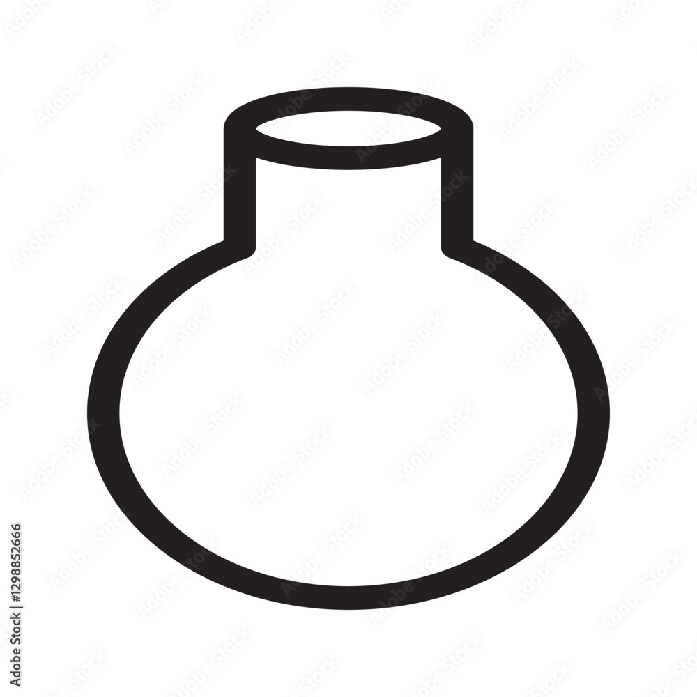 Chemical flask with a round bottom, line icon. Chemical flask with a round bottom, line icon.