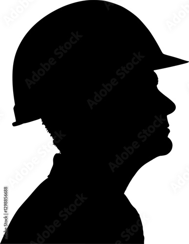 Vektor Silhouetten - Kopf Ingenieur mit Bauhelm - Architekt, Techniker und Experte - Spezialist in der Technologie und Industrie