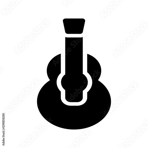 Classical guitar solid icon with a curved body and nylon strings.