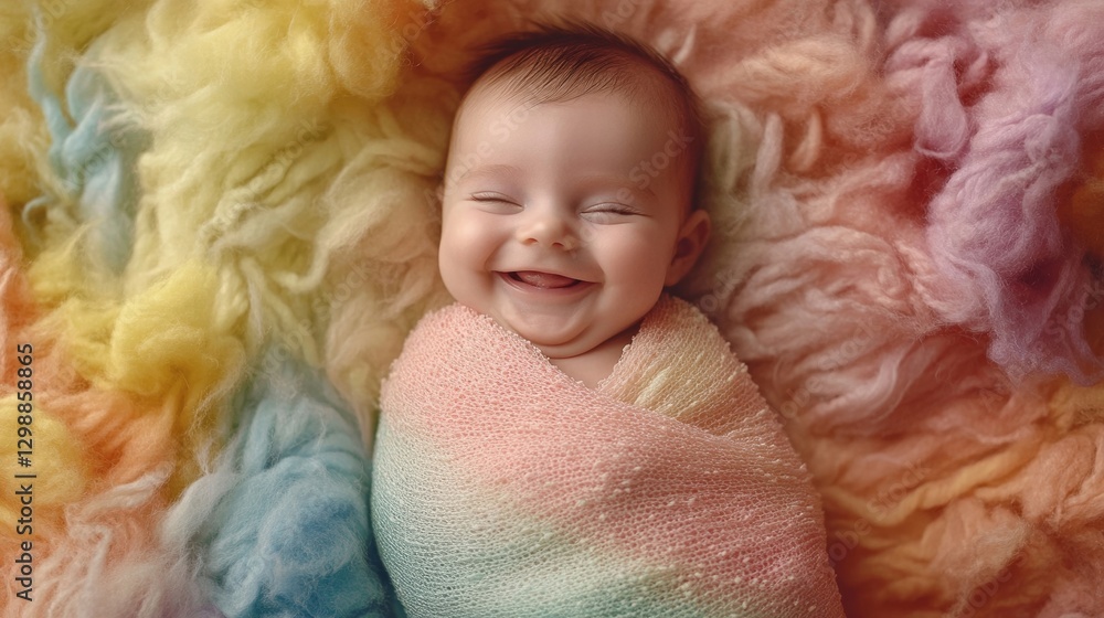 happy baby wrapped in rainbow blanket happy baby wrapped in rainbow blanket